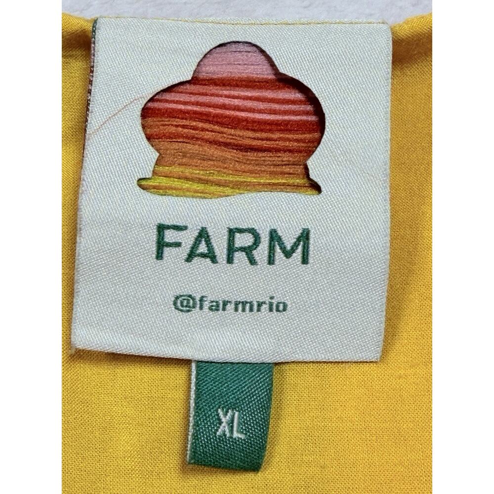 Farm Rio Yellow Tropical Leaf O-Ring Cut Out Midi Dress Resortwear Boho SZ XL - Picture 4 of 15